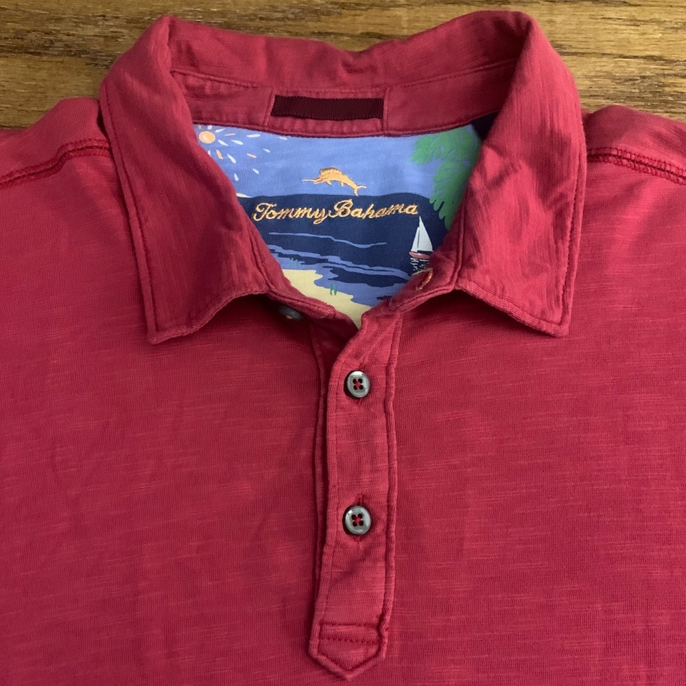 TOMMY BAHAMA SS Red Pima Cotton 3 Button Polo - Picture 7 of 7